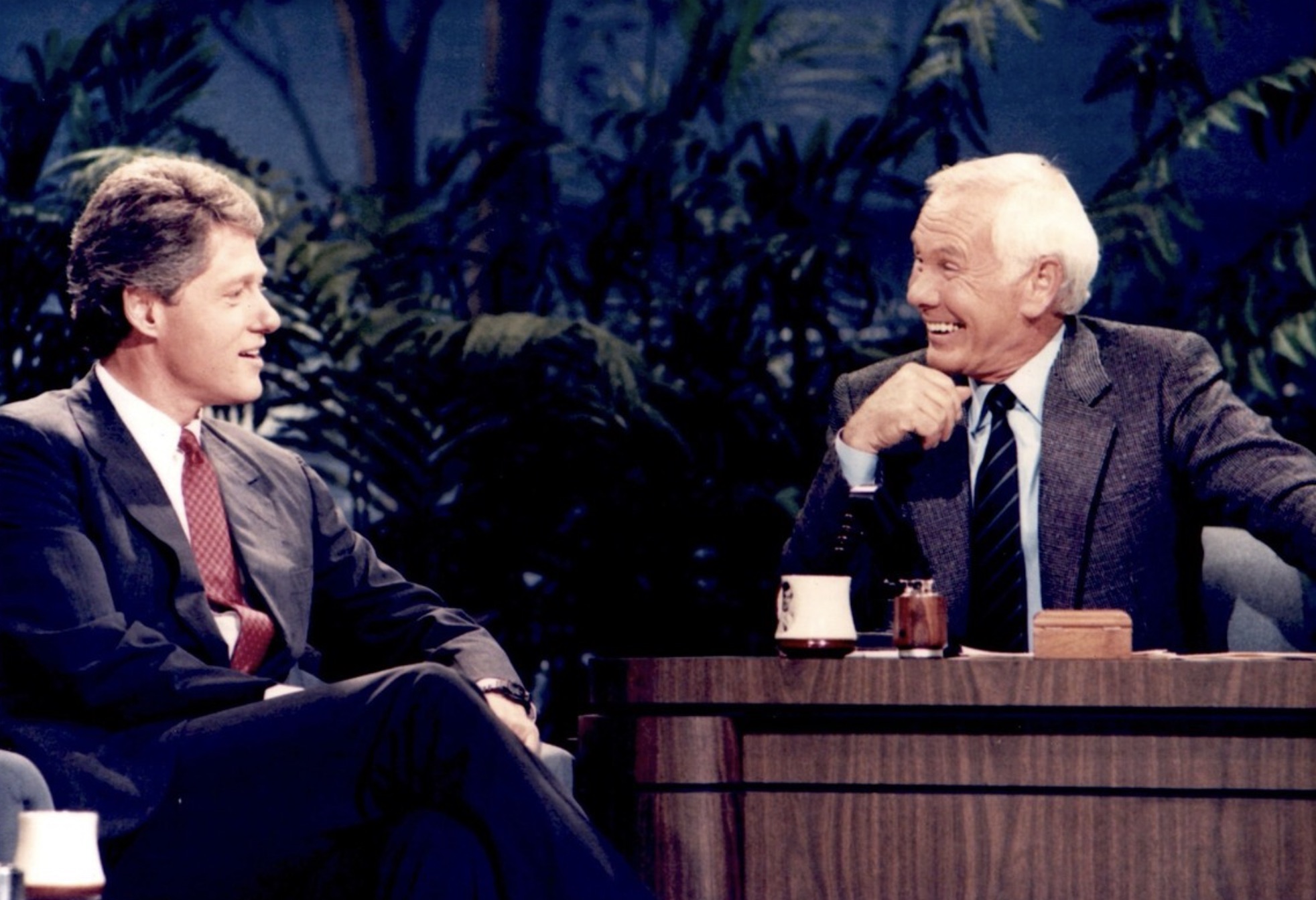 Johnny Carson with Bill Clinton on “The Tonight Show”.